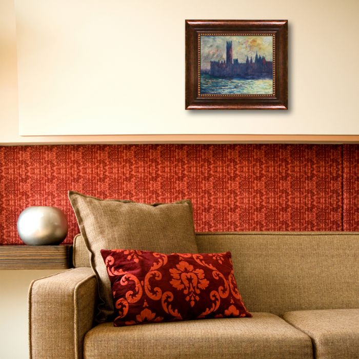 London. Houses of Parliament (Sun Breaking Through the Fog) with Verona Cafe Frame - Verona Cafe Frame 8"X10"