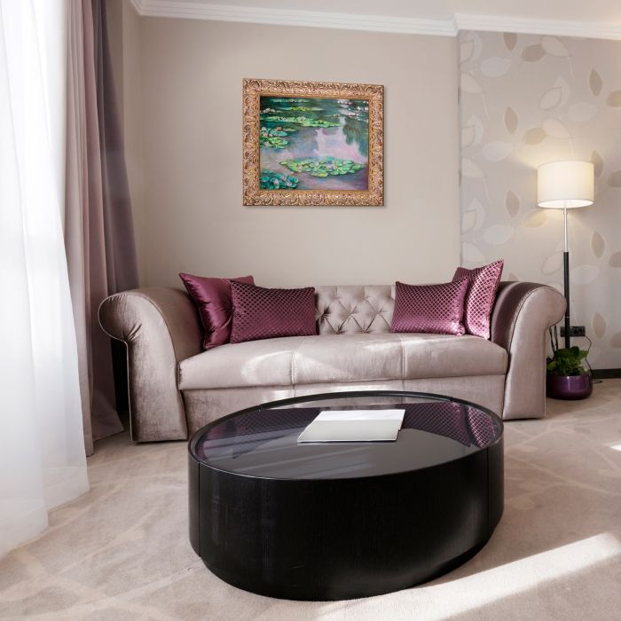 Water Lilies, Green and Violet (Luxury Line) Pre-Framed - Espana Gold Frame 20"X24"