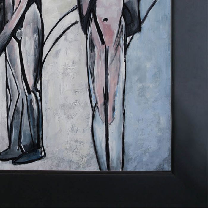 Bathers by a River Pre-Framed - New Age Black Frame 24"X36"