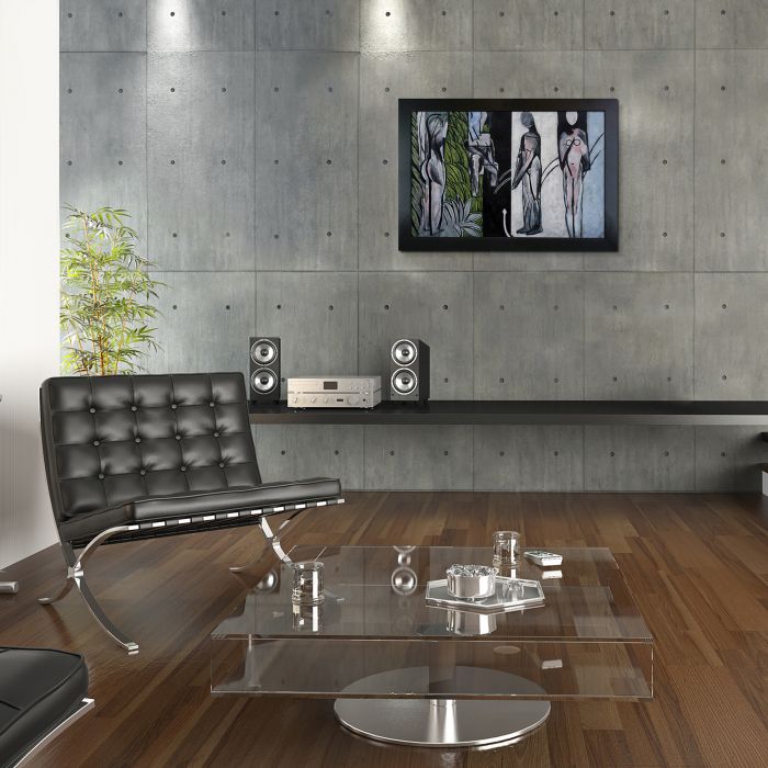 Bathers by a River Pre-Framed - New Age Black Frame 24"X36"