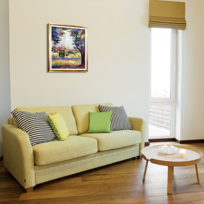 Place des Lices with Gold Luminoso Pre-Framed - Gold Luminoso with Studio White Custom Stacked Frame 20" X 24"