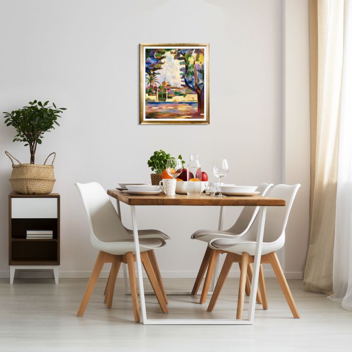 Place des Lices with Gold Luminoso Pre-Framed - Gold Luminoso with Studio White Custom Stacked Frame 20" X 24"