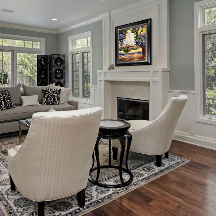 Place des Lices Pre-Framed - Black Matte and Burnished Silver Custom Stacked Frame 20" X 24"