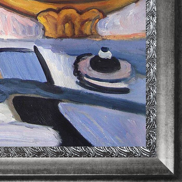 Anemone and Mirror Pre-Framed - Distressed Ornate Silver Custom Stacked Frame 20" X 24"