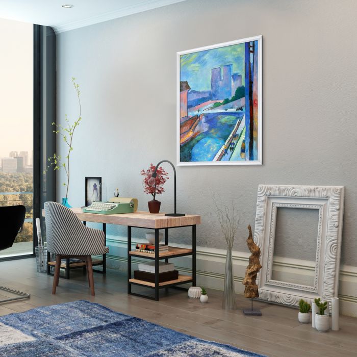 Glimpse of Notre Dame Pre-Framed - Moderne Blanc Frame 24" X 36"