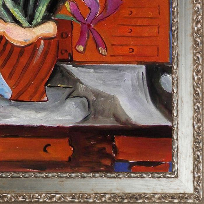 Vase with Iris Pre-Framed - Versailles Silver Salon Frame 20" X 24"