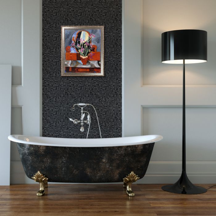 Vase with Iris Pre-Framed - Versailles Silver Salon Frame 20" X 24"