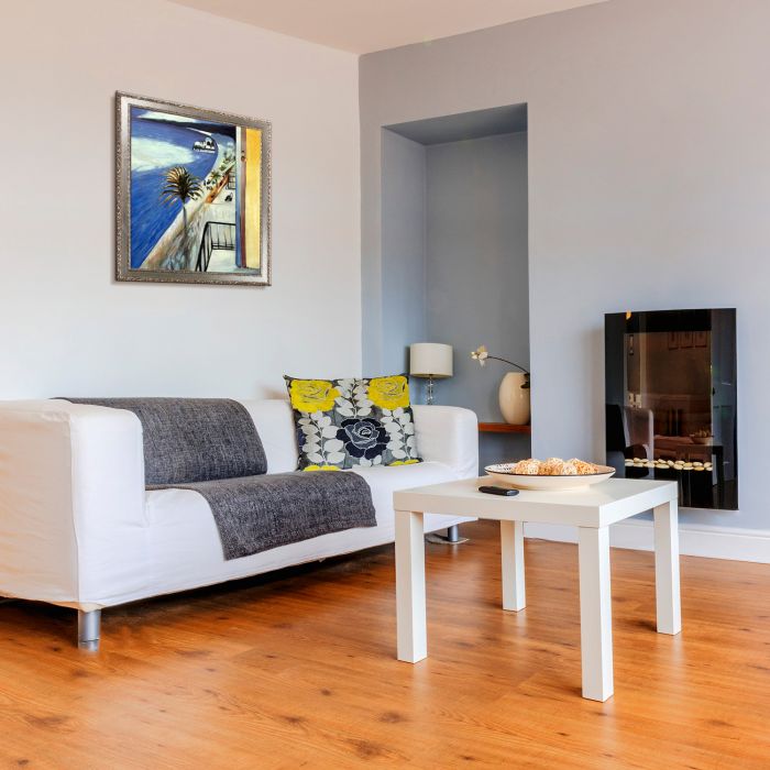 The Bay of Nice, 1918 Pre-Framed - Versailles Silver Salon Frame 20" X 24"