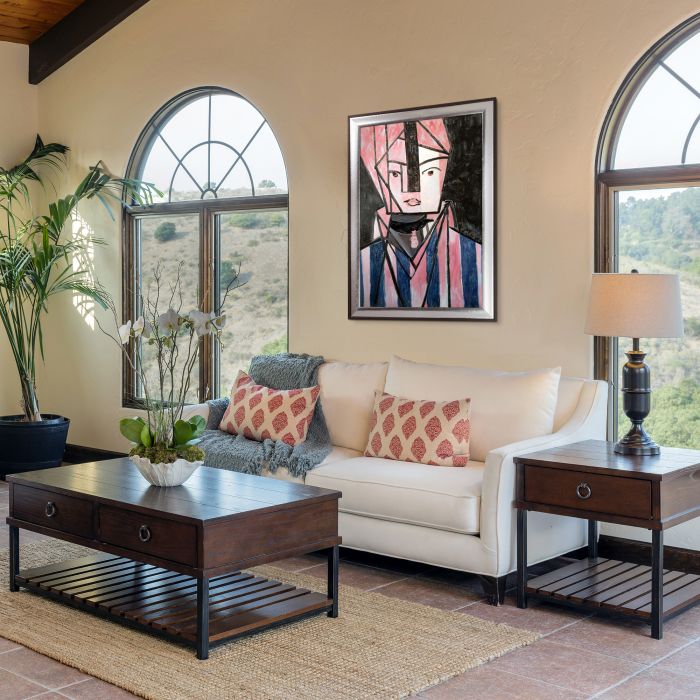 White and Pink Head Pre-Framed - Magnesium Silver Frame 24" X 36"