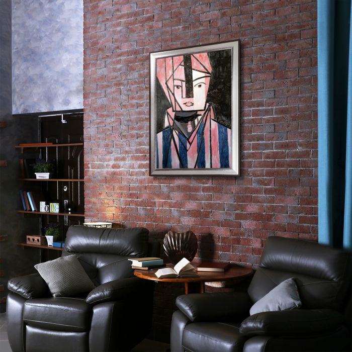 White and Pink Head Pre-Framed - Magnesium Silver Frame 24" X 36"