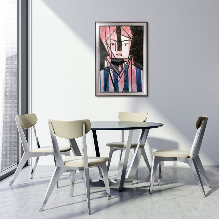 White and Pink Head Pre-Framed - Magnesium Silver Frame 24" X 36"