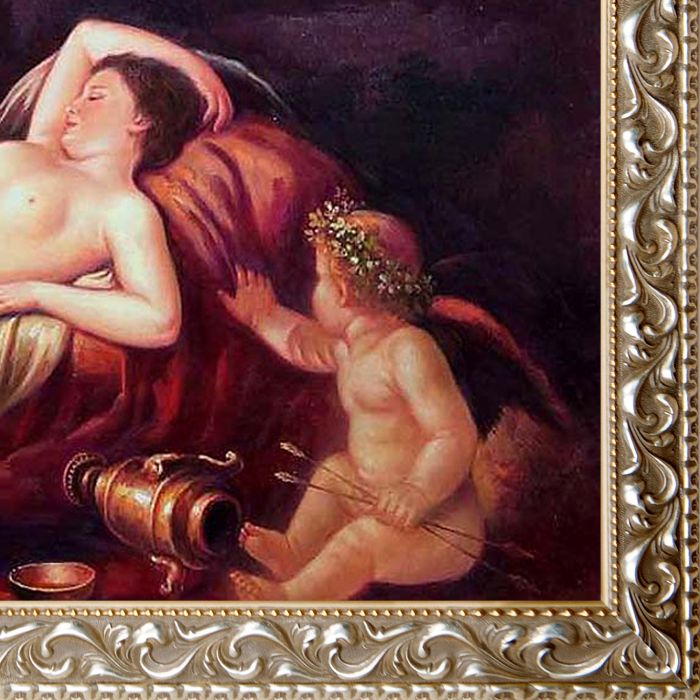 Sleeping Venus with Cupid, 1630 Pre-Framed - Rococo Silver 24"X36"