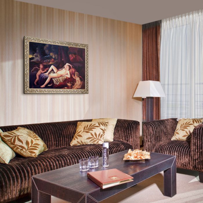 Sleeping Venus with Cupid, 1630 Pre-Framed - Rococo Silver 24"X36"