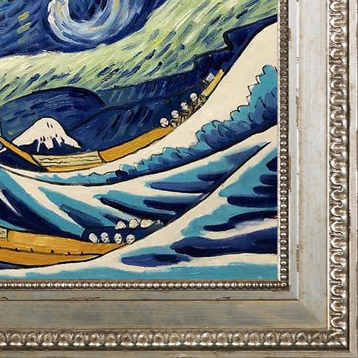 Starry Night Wave Collage (Luxury Line) Pre-Framed - Versailles Silver King Frame 20" X 24"