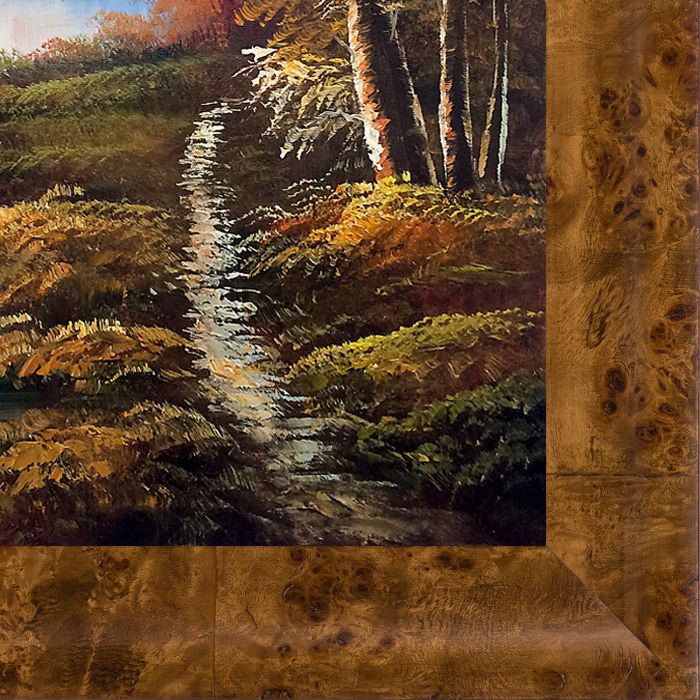 North View of Mountains Pre-Framed - Havana Burl Frame 20" X 24"