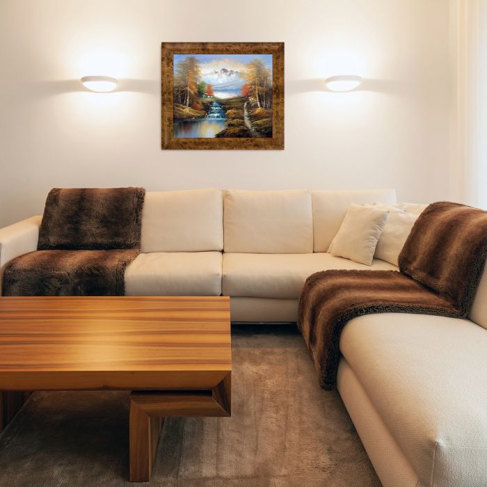 North View of Mountains Pre-Framed - Havana Burl Frame 20" X 24"