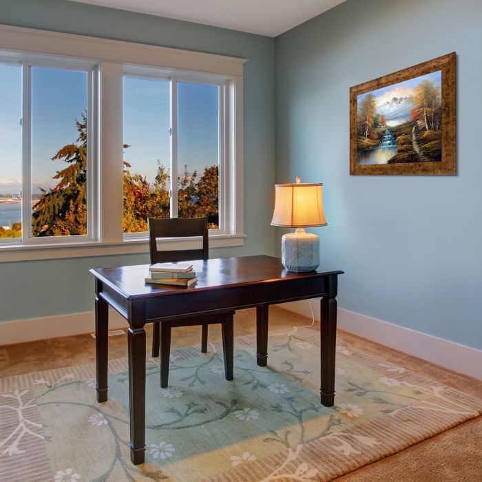 North View of Mountains Pre-Framed - Havana Burl Frame 20" X 24"