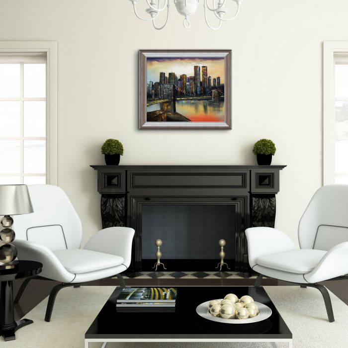 New York Evening, 1999 Pre-Framed - Athenian Silver Frame 20"X24"