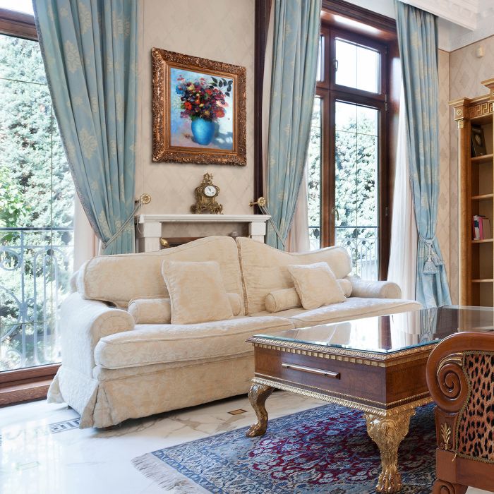 Flowers in a Turquoise Vase, 1912 Pre-Framed - Burgeon Gold Frame 20"X24"