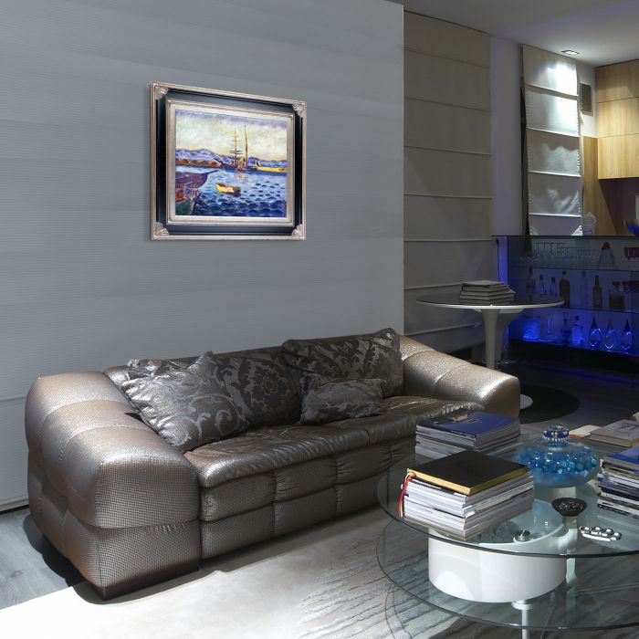 The Port of Saint-Tropez Pre-Framed - Corinthian Aged Silver Frame 20"X24"