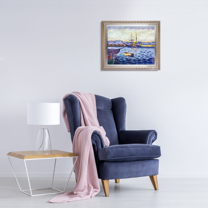 The Port of Saint-Tropez Pre-Framed - Elegant Champagne Frame 20"X24"