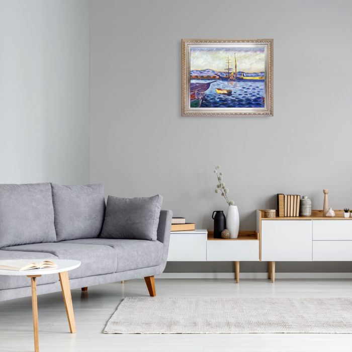 The Port of Saint-Tropez Pre-Framed - Elegant Champagne Frame 20"X24"