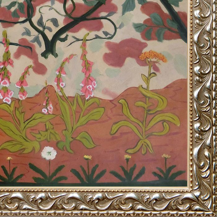 Thistle and Digitales Pre-Framed - Rococo Silver 24"X36"