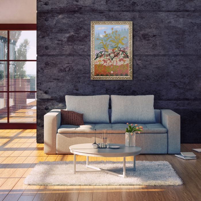 Thistle and Digitales Pre-Framed - Rococo Silver 24"X36"