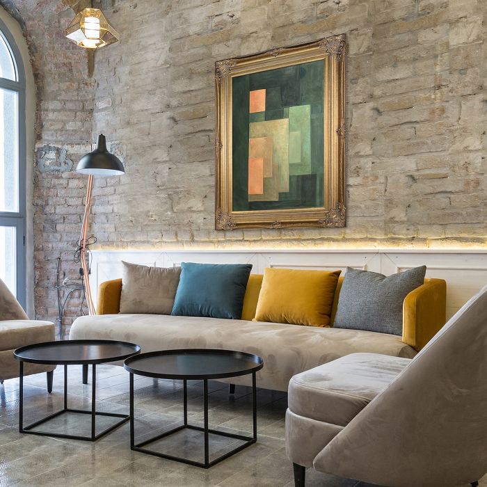 Tower in Orange and Green Pre-Framed - Renaissance Bronze Frame 24"X36"