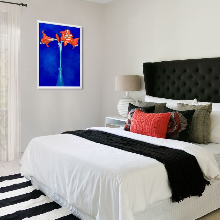 Amaryllis Pre-Framed - Moderne Blanc Frame 24" X 36"