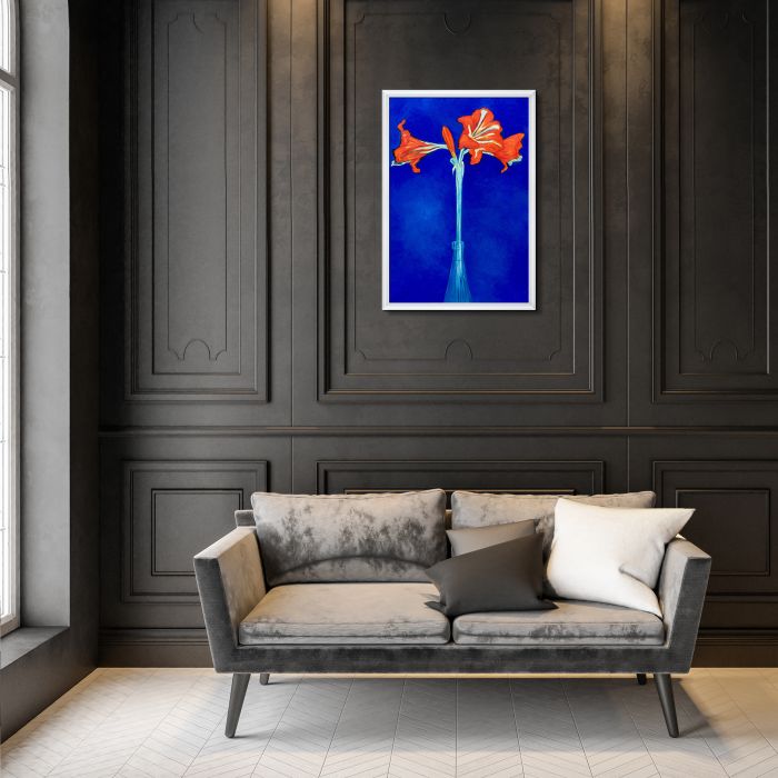 Amaryllis Pre-Framed - Moderne Blanc Frame 24" X 36"