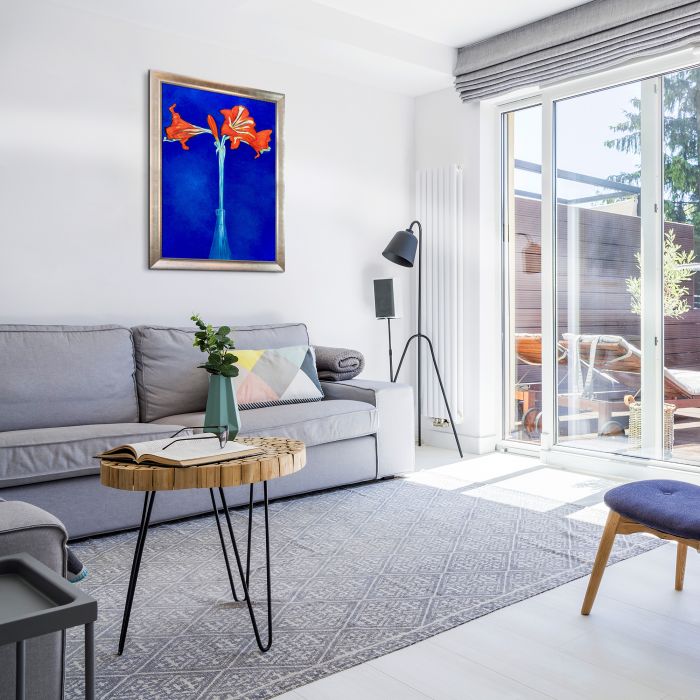 Amaryllis Pre-Framed - Champage Scoop with Swirl Lip Frame 24"X36"