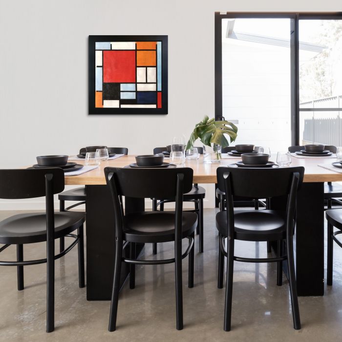 Composition with Large Red Plane, Yellow, Black, Gray and Blue Pre-Framed - New Age Black Frame 24"X24"