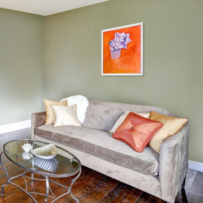 White Rose in a Glass Pre-framed - Moderne Blanc Frame 20" X 24"