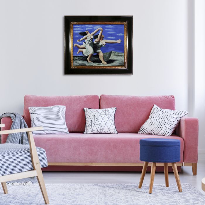 Two Women Running on the Beach (The Race) - Opulent Frame 20"X24"