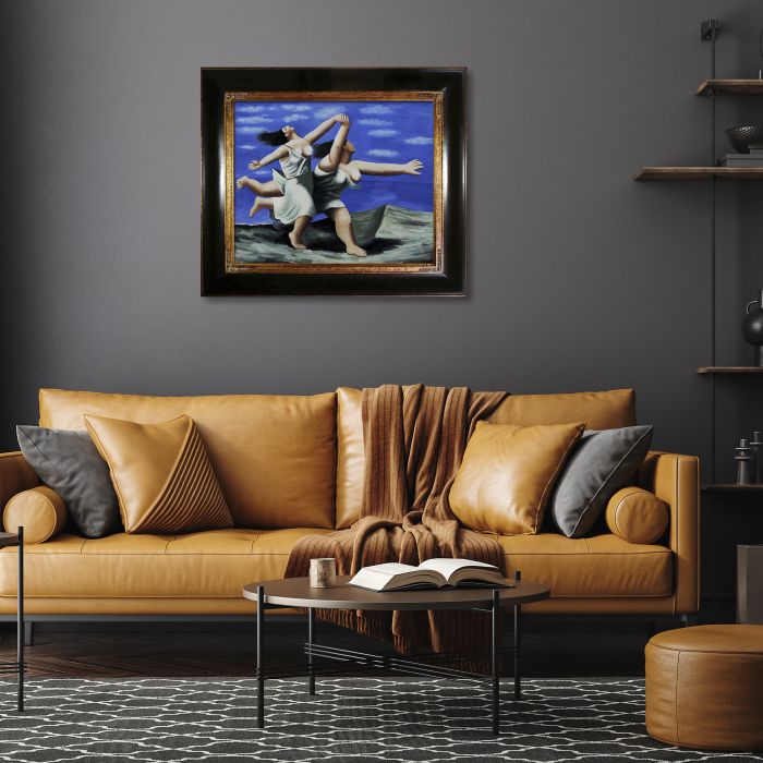 Two Women Running on the Beach (The Race) - Opulent Frame 20"X24"