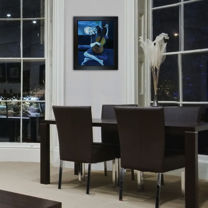 The Old Guitarist 1903 - New Age Black Frame 16"X20"