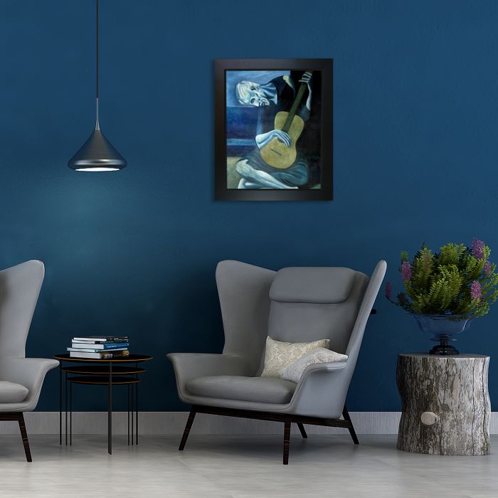 The Old Guitarist 1903 - New Age Black Frame 16"X20"