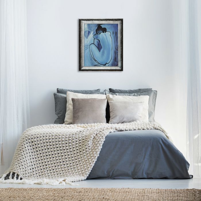 Blue Nude - Athenian Distressed Silver Frame 16" X 20"