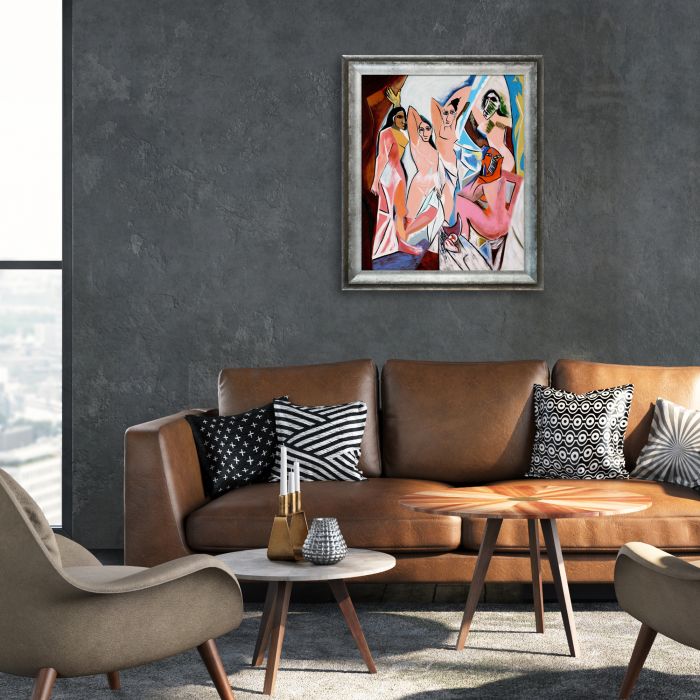 Les Demoiselles D'avignon - Athenian Distressed Silver Frame 20"X24"