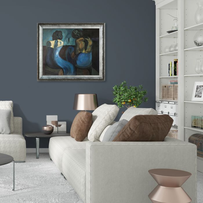 Prostitutes at a Bar - Athenian Distressed Silver Frame 20"X24"