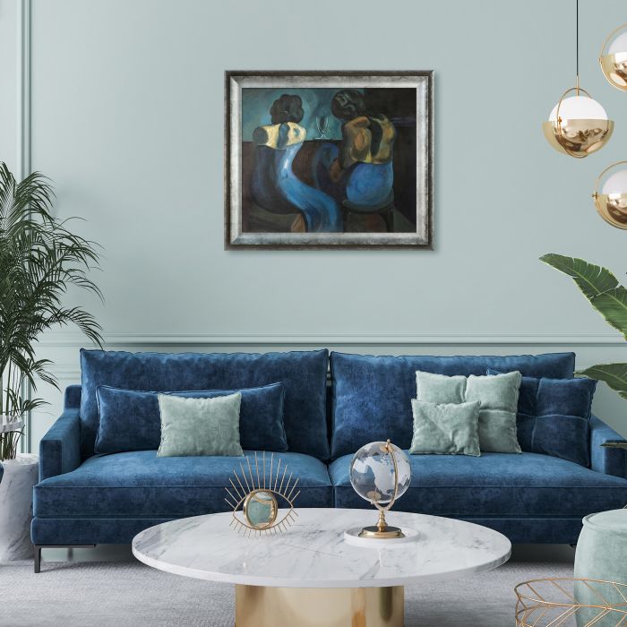 Prostitutes at a Bar - Athenian Distressed Silver Frame 20"X24"