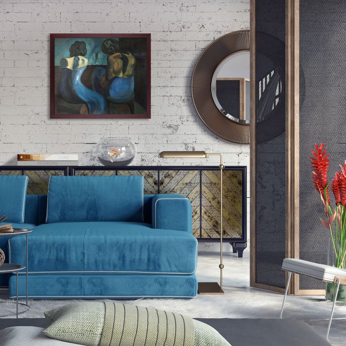 Prostitutes at a Bar - Open Grain Mahogany 20" X 24"