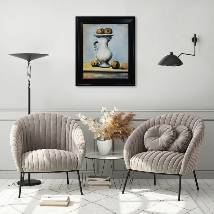 Still Life With Pitcher and Apples - Black Matte King Frame 20"X24"