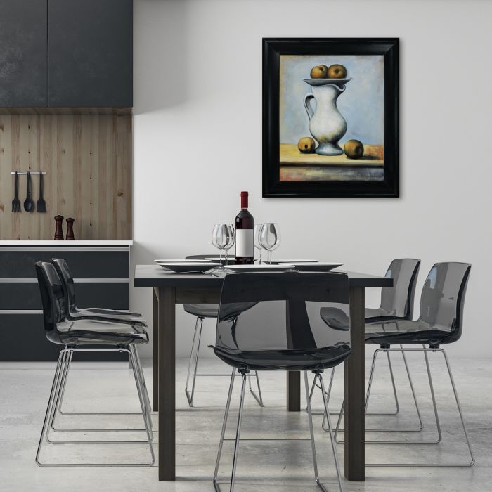 Still Life With Pitcher and Apples - Black Matte King Frame 20"X24"