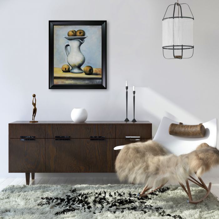 Still Life With Pitcher and Apples - Black Matte Frame 20"X24"