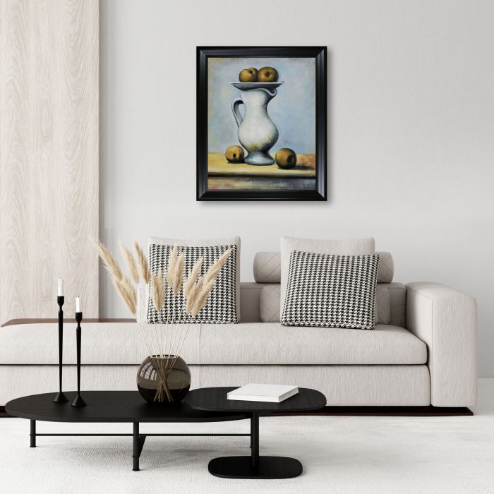 Still Life With Pitcher and Apples - Black Matte Frame 20"X24"