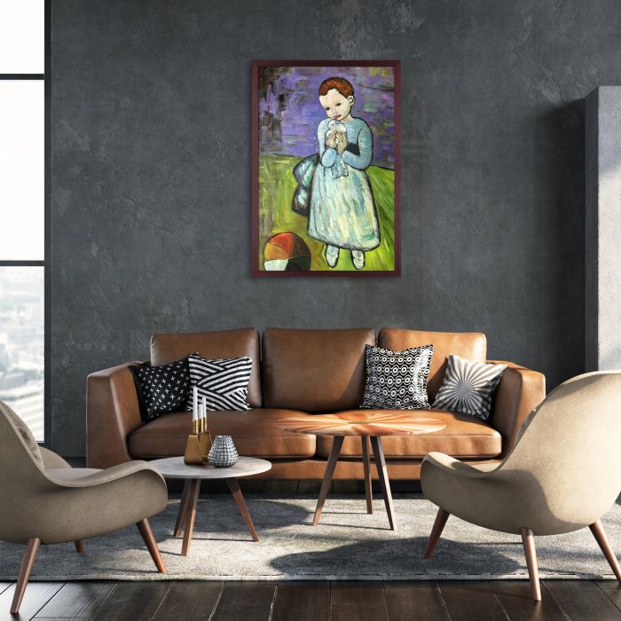 Child Holding a Dove - Open Grain Mahogany 24" X 36"