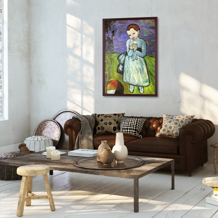 Child Holding a Dove - Open Grain Mahogany 24" X 36"