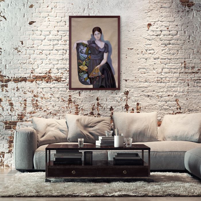 Portrait of Olga in the Armchair 1917 - Open Grain Mahogany 24" X 36"